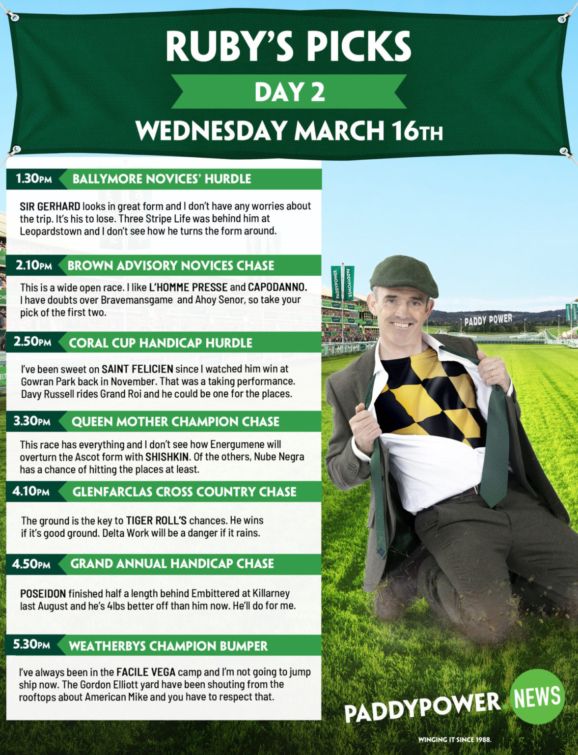Ruby Walsh Day Two Cheat Sheet